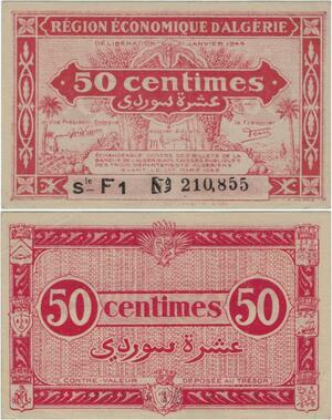 Q1328 Banknote Algeria 50 Centimes 1944 UNC -> Make offer