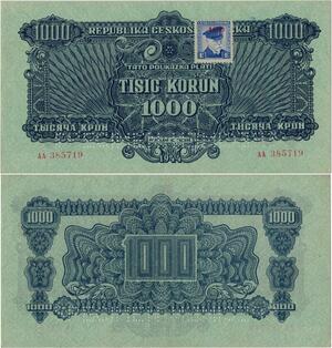 Q1366 Specimen Banknote Czechoslovakia 1000 Korun 1944 AU -> Make offer