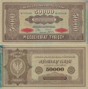 Q1369 Banknote Poland 50000 Zlotych 1922 AU -> Make offer