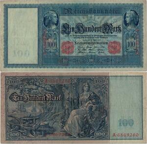 Q1377 Banknote Germany 100 Marks série A 1910-> Make offer