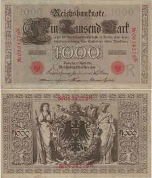Q1383 Banknote Germany 1000 Marks 1910 UNC -> Make offer