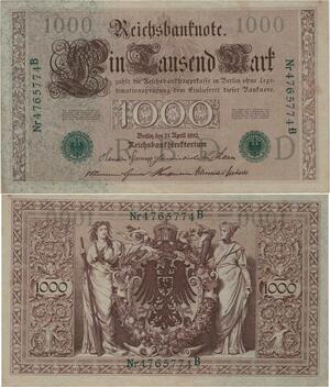Q1388 Banknote Germany 1000 Marks 1910 UNC -> Make offer