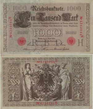 Q1389 Banknote Germany 1000 Marks 1910 UNC -> Make offer