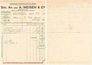 Q1391 Paper Invoice Luxembourg Denrées Coloniales Weisen 1932