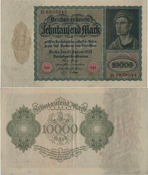 Q1392 Banknote Germany 10000 Reichmarks 1922 AU -> Make offer