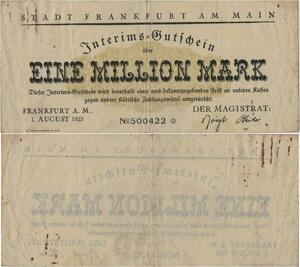 Q1397 Banknote Germany Frankfurt 1 Millionen Marks 1923 -> Make offer