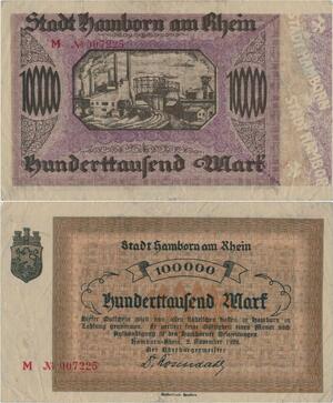 Q1398 Banknote Germany Hamborn 100000 Marks 1922 -> Make offer