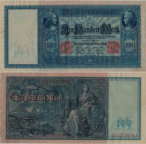 Q1475 Banknote Germany 100 Marks  1910  -> Make offer