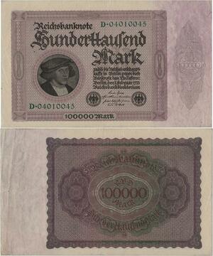 Q1479 Banknote Germany 100000 Marks Georg Gisze 1923 -> Make offer