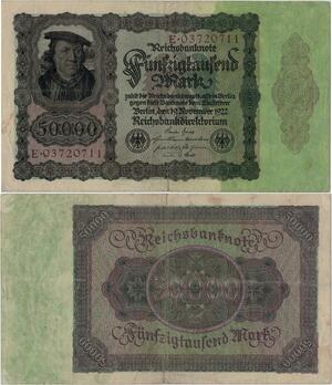 Q1481 Banknote Germany 50000 Marks Burgermaster Brauweiler 1922
