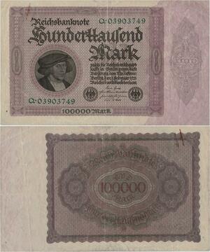 Q1482 Banknote Germany 100000 Marks Georg Gisze 1923 -> Make offer
