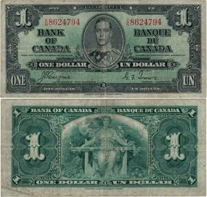 Q1483 Banknote Canada 1 Dollar King George VI 1937 -> Make offer