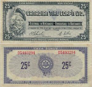 Q1492 Banknote Canada 25 Cash Bonus Scotsman Mc Tire 1958 -> Make offer