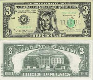 Q1501 Banknote USA 3 Dollars Hillary Clinton White House 1995 UNC -> M offer