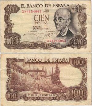 Q1820 Banknote Spain 100 Pesetas Manuel de Falla 1970 -> Make offer