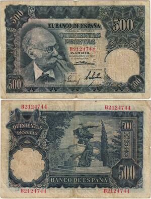 Q1841 Banknote Spain 500 Pesetas Mariano Benlliure 1951 -> Make offer
