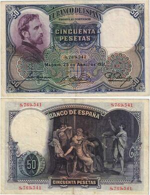 Q1843 Banknote Spain 50 Pesetas E. Rosales 1931 -> Make offer