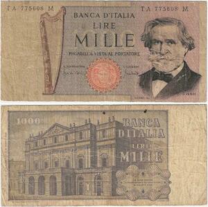 Q1919 Banknote Italy 1000 Lire Giuseppe Verdi 1969-1981 -> Make offer