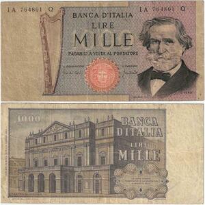 Q1923 Banknote Italy 1000 Lire Giuseppe Verdi 1969-1981 -> Make offer