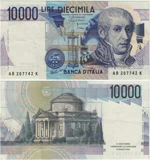 Q1927 Banknote Italy 10000 Lire Alessandro Volta 1984-1998 AU -> Make offer