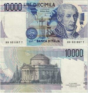 Q1932 Banknote Italy 10000 Lire Alessandro Volta 1984-1998 AU -> Make offer