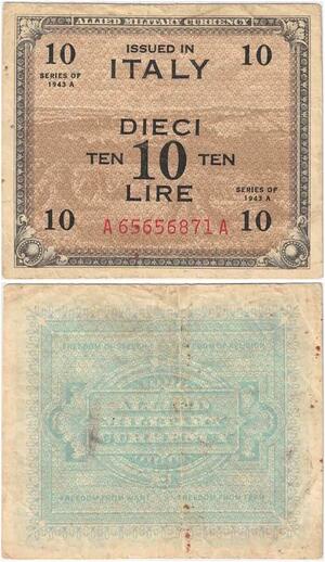 Q1963 Banknote Italy 10 Lire Allied Military Currency 1943 -> Make offer