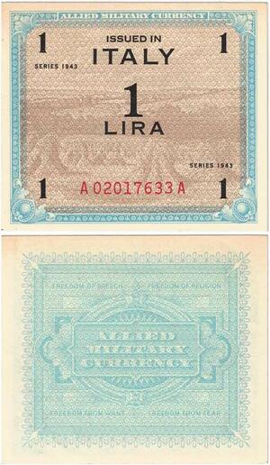 Q1966 Banknote Italy 1 Lire Allied Military Currency 1943 UNC -> Make offer
