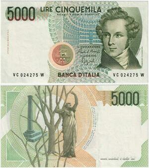 Q1973 Italy 5000 Lire V. Bellini Ciampi Speziali 1985 AU -> Make offer