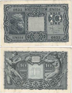 Q1974 Banknote Italy 10 Lire Jupiter 1944 -> Make offer