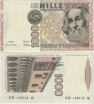 Q1976 Banknote Italy 1000 Lire Marco Polo 1982 UNC -> Make offer