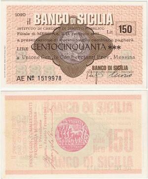 Q1989 Banknote Italy 150 Lire Banco di Sicilia 1977 UNC -> Make offer