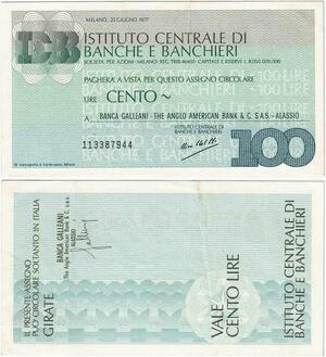 Q1992 Italy 100 Lire Istituto Centrale Di Banche e Banchieri 1977 AU >Offer