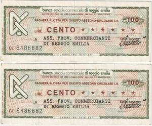 Q1995 Italy 100 Lire Banca Agricola Commerciale Di Reggio Emilia 1977 Offer