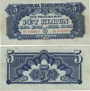 Q2030 Banknote Czechoslovakia 5 Korun WWII 1944 - Offer