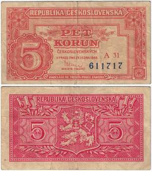 Q2034 Banknote Czechoslovakia 5 Korun 1949 - Offer