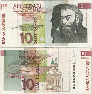 Q2056 Banknote Slovenia 10 Tolarjev Primoz Trubar 1992 AU - Offer