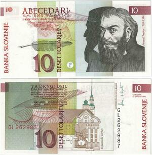 Q2068 Banknote Slovenia 10 Tolarjev Primoz Trubar 1992 UNC - Offer