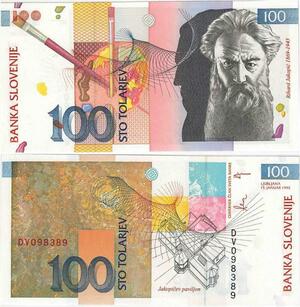 Q2072 Banknote Slovenia 100 Tolarjev Rihard Jakopič 1992 UNC - Offer