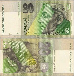 Q2075 Banknote Slovakia 20 Korun Prince Pribina 2004 AU - Offer
