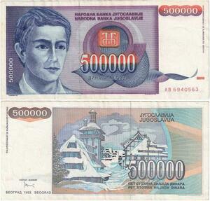 Q2167 Banknote Yugoslavia 500000 Dinara 1993 - Offer