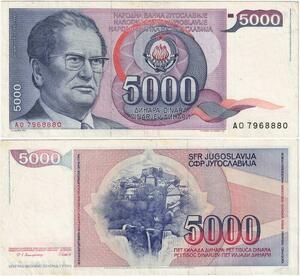 Q2170 Banknote Yugoslavia 5000 Dinara Josip Broz Tito 1985 - Offer