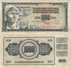 Q2182 Banknote Yugoslavia 1000 Dinara Paysanne Moissonneuse 1981 - Offer