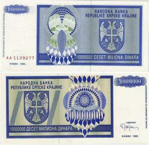 Q2225 Croatia Krajina 10 Millions Dinara Fortress Knin 1993 UNC - Offer