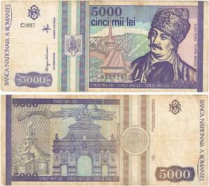 Q2480 Banknote Romania 5000 Lei Avram Iancu 1993 - Offer