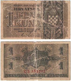 Q2498 Banknote Croatia 1 Kuna 1942 -- Make Offer