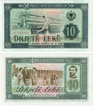 Q2540 Banknote Albania 10 Leke Naim Frashëri 1976 UNC -- Make Offer