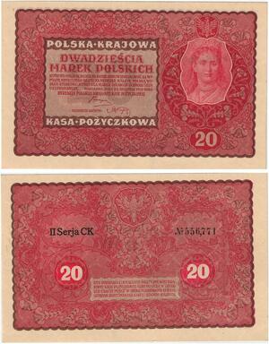 Q2543 Banknote Poland 20 Marek Polska Krajowa Kasa 1919 UNC -- Make Offer