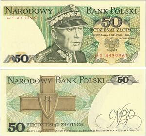 Q2582 Banknote Poland 50 Zlotych Karol Świerczewski 1988 UNC -- Make Offer