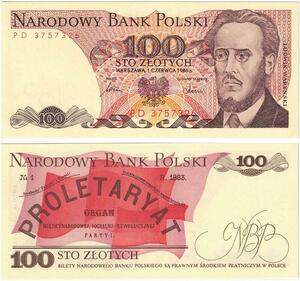Q2584 Banknote Poland 100 Zlotych Ludwik Waryński 1986 UNC -- Make Offer