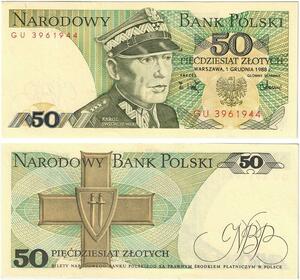 Q2601 Banknote Poland 50 Zlotych Karol Świerczewski 1988 UNC -- Make Offer